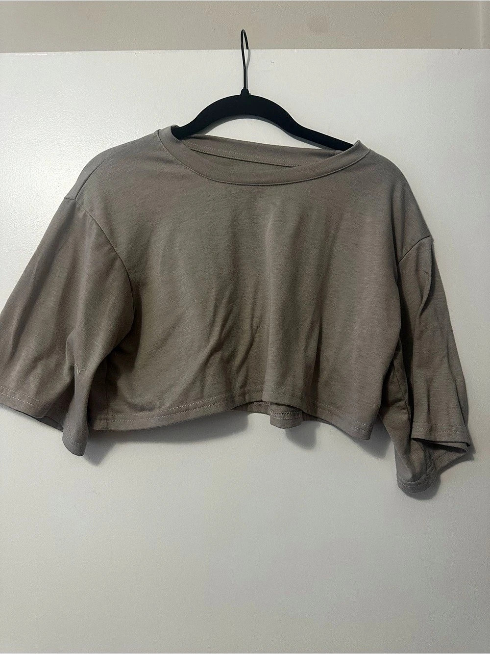 Solid Crop Tee - gray